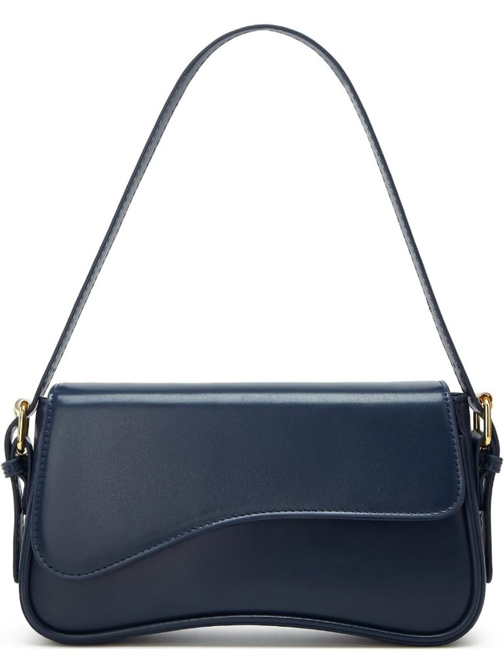 Women's Dark Blue PU Leather Underarm Crossbody Purse Adjustable Strap Handbag